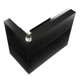 image-VEVOR Reception Desk, 55Inch L-Shaped Front Counter Table, Office Reception Counter with Drawer Keyboard Tray and Storage Cabinet, for Checkout, Lobby, Beauty Salon & Office, Black
