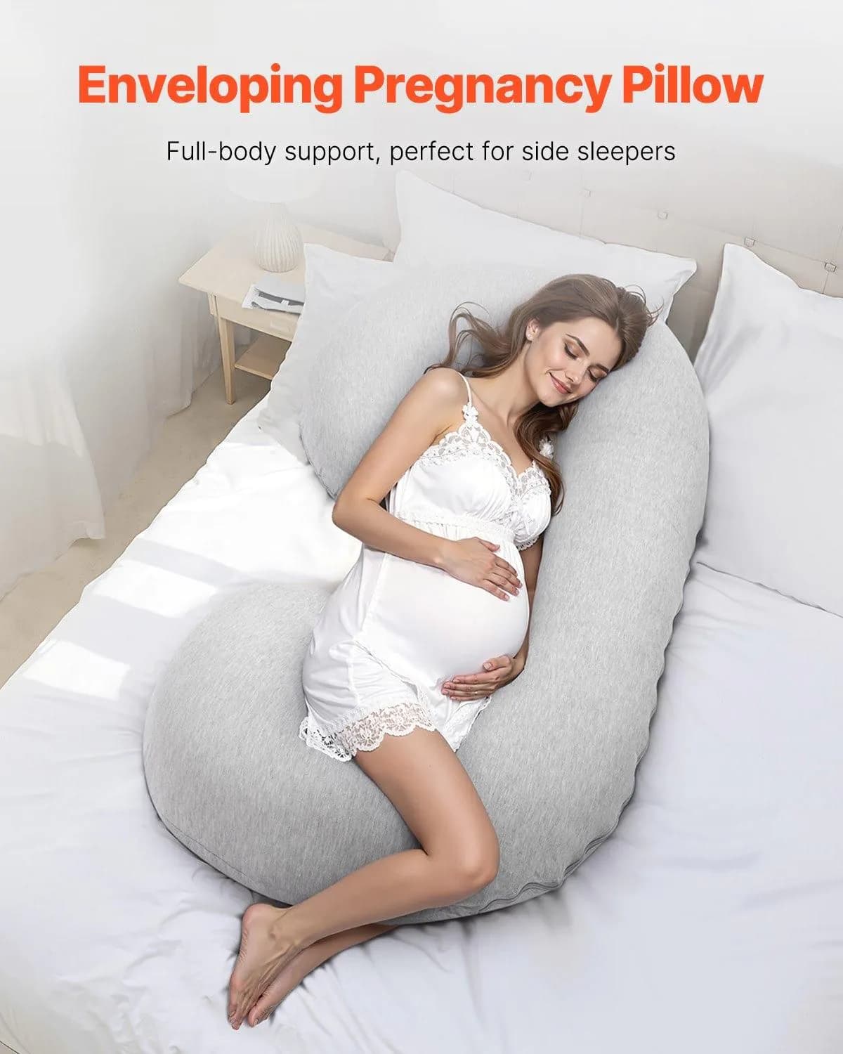 image-VEVOR Pregnancy Pillow, C-Shaped Full Body Maternity Pillow for Sleeping, Ultra-Soft and Breathable Pregnant Support Pillows with Removable & Washable Cover, Perfect for Back, Belly, Hip, Legs Relief