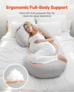 image-VEVOR Pregnancy Pillow, C-Shaped Full Body Maternity Pillow for Sleeping, Ultra-Soft and Breathable Pregnant Support Pillows with Removable & Washable Cover, Perfect for Back, Belly, Hip, Legs Relief