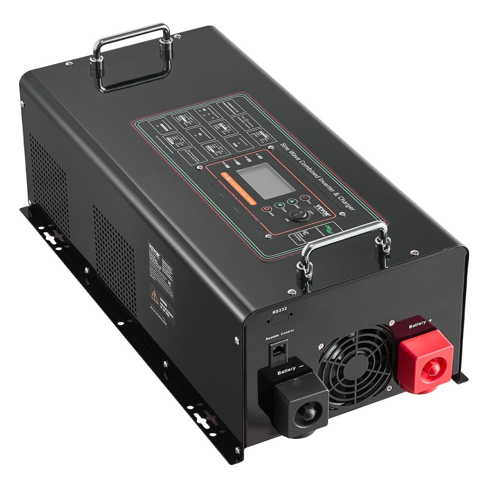 image-VEVOR Pure Sine Wave Inverter Charger, 6000 Watt, DC 48V to AC 120V Power Inverter with LCD Display, Remote Control, Solar Inverter for Off-Grid Solar RV Boat Home, Compatible with Various Batteries
