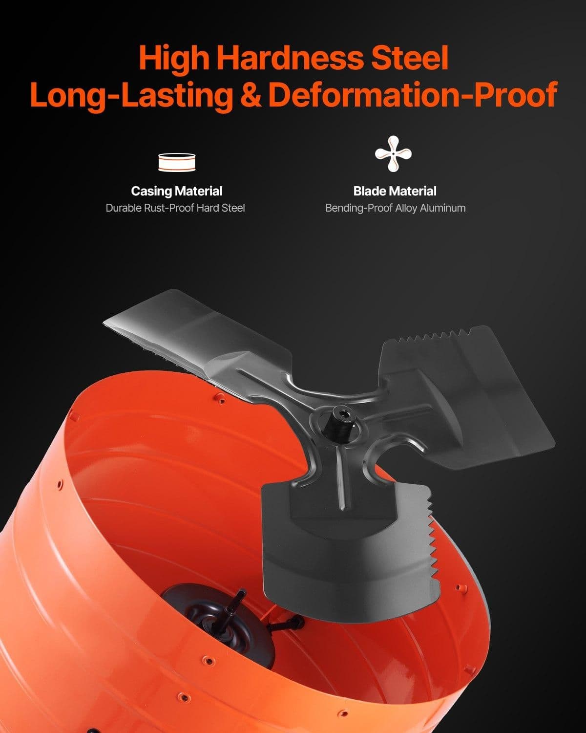 image-VEVOR Gable Mount Fan, 16 Inch Attic Exhaust Fan with Adjustable Thermostat & Outer Mesh, 2940 CFM House Ventilator Cools Up to 4200 Sq.Ft, Quiet Ventilation for Roof, Garage & Shop, Vibrant Orange