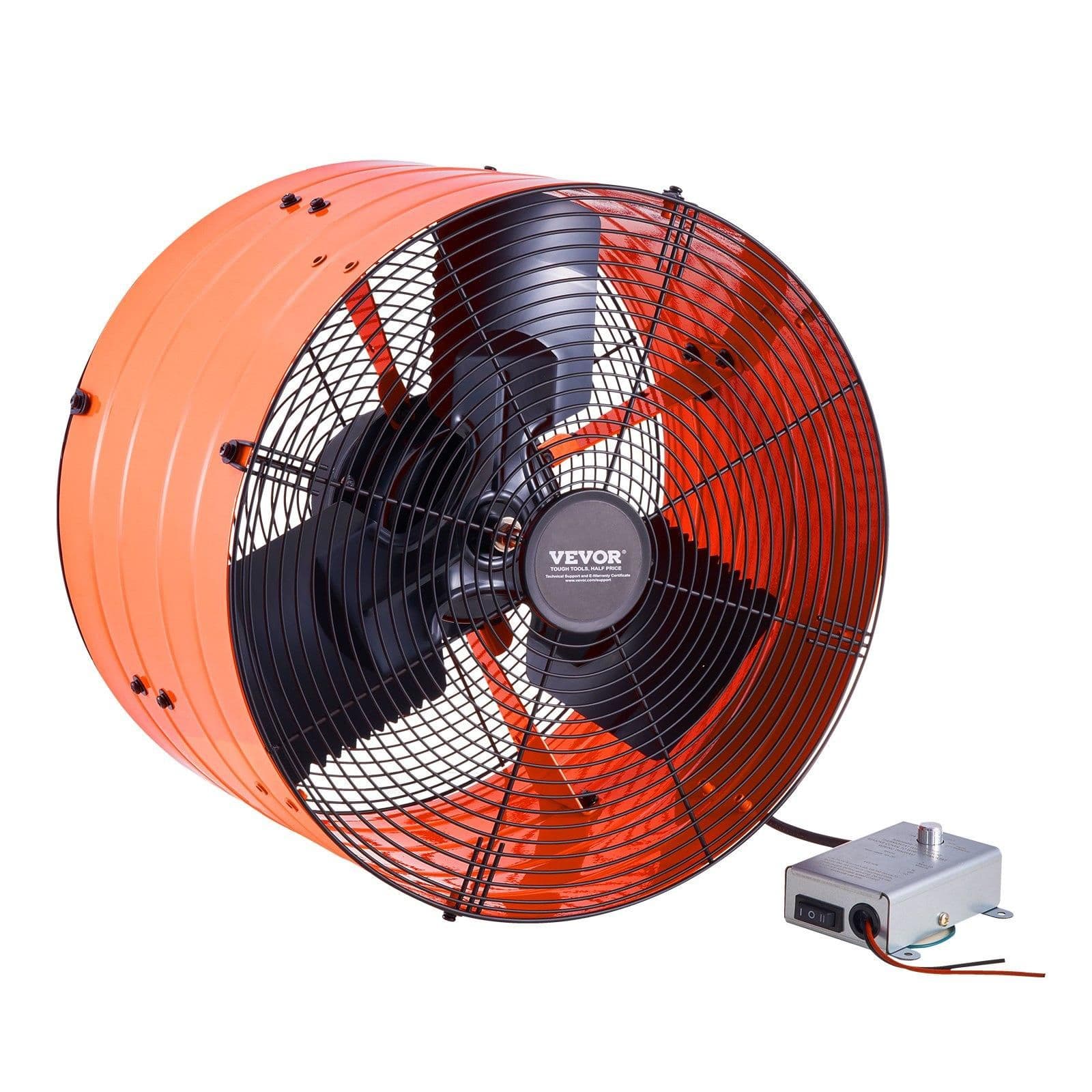 image-VEVOR Gable Mount Fan, 16 Inch Attic Exhaust Fan with Adjustable Thermostat & Outer Mesh, 2940 CFM House Ventilator Cools Up to 4200 Sq.Ft, Quiet Ventilation for Roof, Garage & Shop, Vibrant Orange