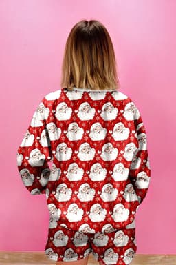 image-Red Ho Ho Ho Christmas Fashion Print 2pcs Lounge Short Set
