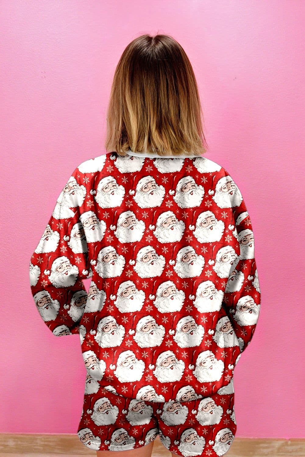 image-Red Ho Ho Ho Christmas Fashion Print 2pcs Lounge Short Set