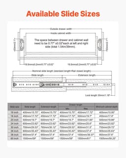 image-VEVOR Heavy Duty Drawer Slides 16inch, 1 Pair Locking Drawer Slides 250lbs Load Capacity, Side Mount Ball Bearing, 3-Fold Full Extension