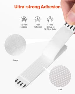 image-VEVOR Picture Hanging Strips, 34 Pairs, Large Picture Hangers with Removable Adhesive, Hook & Loop Strips, Wall Hanging Strips for Damage Free Picture Hanger, Mounting of Photos, Frames, Wall Decor