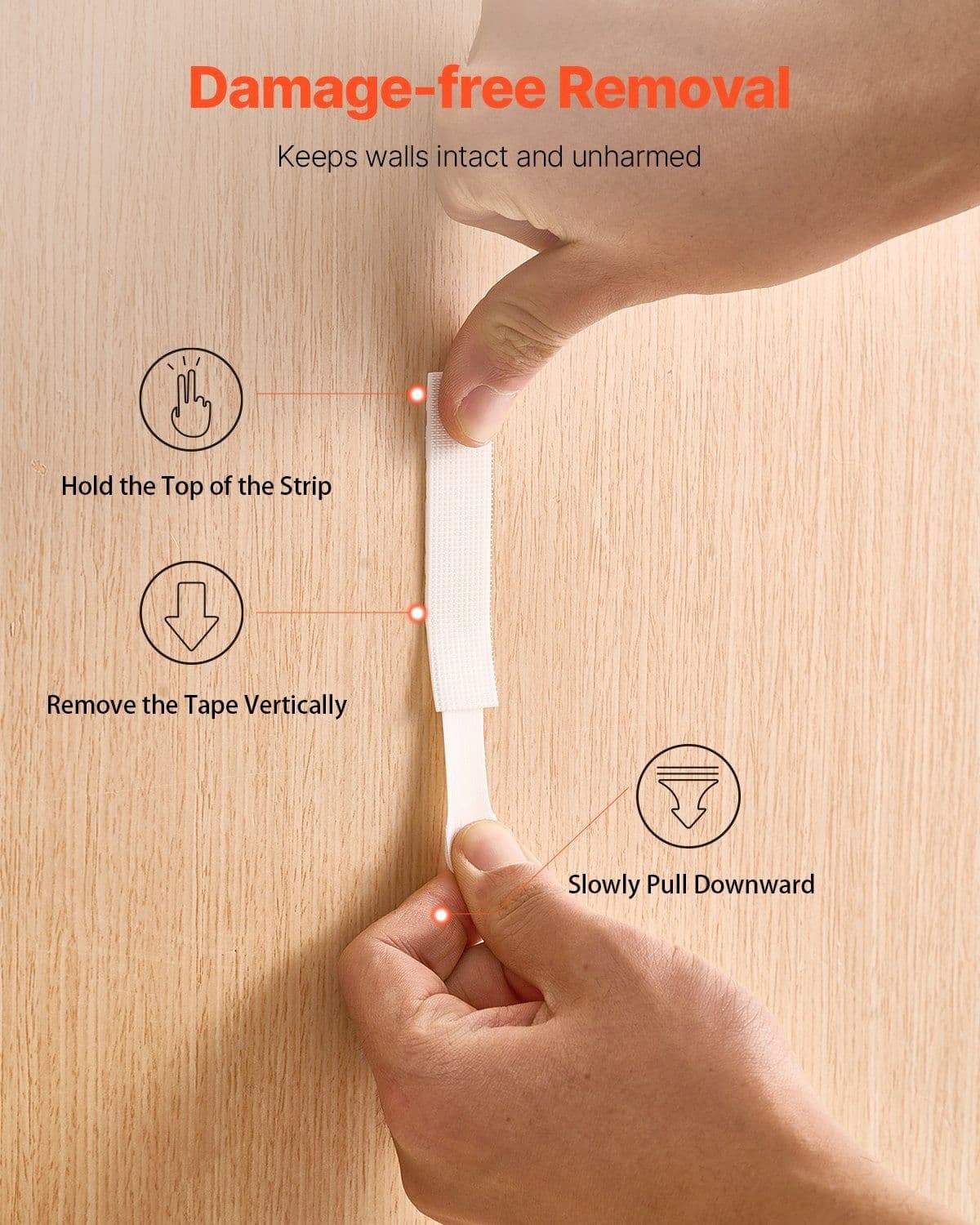 image-VEVOR Picture Hanging Strips, 34 Pairs, Large Picture Hangers with Removable Adhesive, Hook & Loop Strips, Wall Hanging Strips for Damage Free Picture Hanger, Mounting of Photos, Frames, Wall Decor