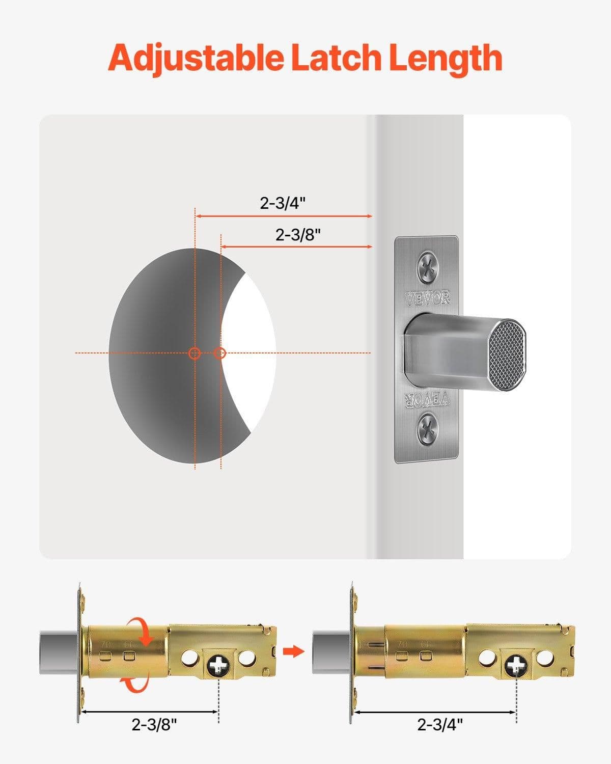 image-VEVOR Deadbolt Lock, Round Single Cylinder Dead Bolt, Keyed 1 Side, Fits Standard Size Interior and Exterior Doors, Full Metal, with 3 Keys, for Front Entry Door Residential Security, Satin Nickel