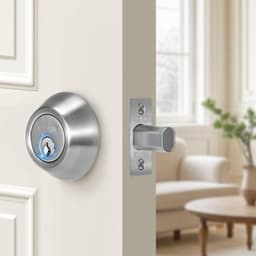 image-VEVOR Deadbolt Lock, Round Single Cylinder Dead Bolt, Keyed 1 Side, Fits Standard Size Interior and Exterior Doors, Full Metal, with 3 Keys, for Front Entry Door Residential Security, Satin Nickel