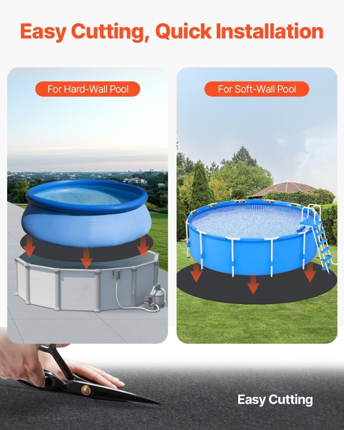 image-VEVOR 18ft Round Pool Liner Pad, Pool Liner Pad for Above Ground Swimming Pools, Pool-Mat Prevents Punctures, Recycled Geotextile Material Underlayment Pads, Extend Service Life