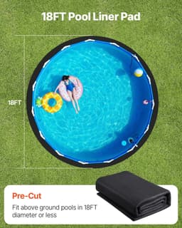 image-VEVOR 18ft Round Pool Liner Pad, Pool Liner Pad for Above Ground Swimming Pools, Pool-Mat Prevents Punctures, Recycled Geotextile Material Underlayment Pads, Extend Service Life