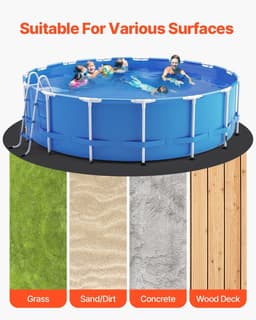 image-VEVOR 18ft Round Pool Liner Pad, Pool Liner Pad for Above Ground Swimming Pools, Pool-Mat Prevents Punctures, Recycled Geotextile Material Underlayment Pads, Extend Service Life