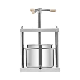 image-VEVOR 1.45 Gal/5L Fruit Wine Press, 2 Stainless Steel Barrels, Manual Juice Maker, Cider Apple Grape Tincture Honey Olive Oil Making Press with Triangular Handle for Outdoor Kitchen Home
