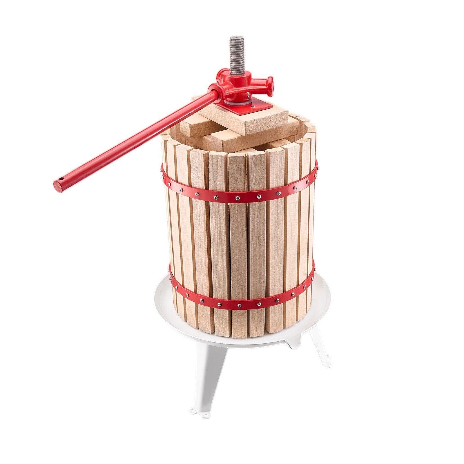 image-VEVOR 4.75 Gal/18L Fruit Wine Press, Solid Wood Basket with 8 Blocks, Heavy Duty Manual Juice Maker, Cider Apple Grape Tincture Honey Olive Oil Making Press with Handle for Kitchen, Home