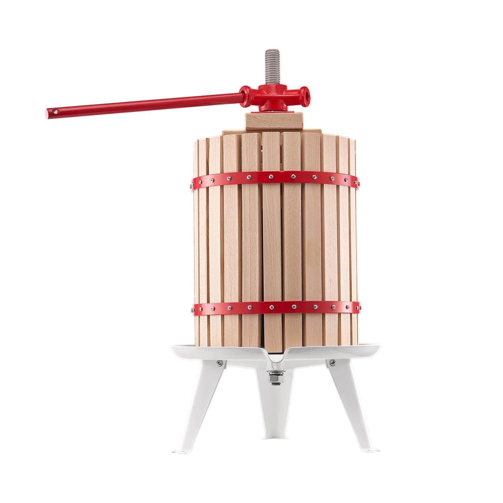 image-VEVOR 4.75 Gal/18L Fruit Wine Press, Solid Wood Basket with 8 Blocks, Heavy Duty Manual Juice Maker, Cider Apple Grape Tincture Honey Olive Oil Making Press with Handle for Kitchen, Home