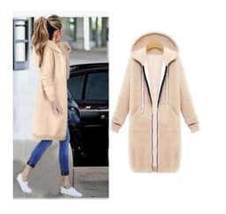 image-Hooded long-sleeved winter sweater women's jacket in a long thick shirt