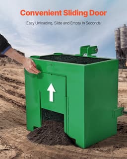 image-VEVOR Ballast Box, Corrosion-Proof 3-Point Category 1 Tractor Ballast of 800lbs Load Capacity for 2" Hitch Receiver, Heavy-Duty Thickened Steel 5ft³ Volume, Loader Attachment with Sliding Door, Green