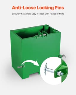 image-VEVOR Ballast Box, Corrosion-Proof 3-Point Category 1 Tractor Ballast of 800lbs Load Capacity for 2" Hitch Receiver, Heavy-Duty Thickened Steel 5ft³ Volume, Loader Attachment with Sliding Door, Green