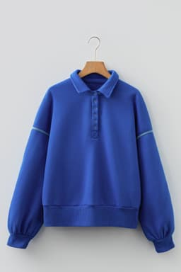 image-Sky Blue Button Up Sweatshirt - Exposed Seam