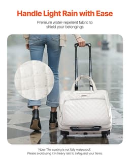 image-VEVOR Rolling Laptop Bag, Fits Up to 15.6 Inch Laptop, Wheeled Briefcase, Roller Computer Tote Bag with 2 Fixed Wheels & Telescoping Handle, Laptop Case for Work Travel Business Office, Women Men