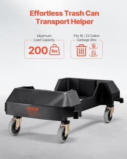 image-VEVOR Trash Can Dolly, Fit 16/23 Gallon Containers, Slim Trash Can Roller Base with 4 Lockable Wheels, 200lbs Weight Capacity, Heavy Duty Barrel Dolly, Smooth & Quiet Rolling Plastic Bin Dolly
