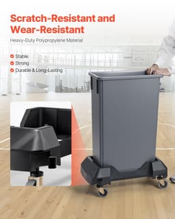 image-VEVOR Trash Can Dolly, Fit 16/23 Gallon Containers, Slim Trash Can Roller Base with 4 Lockable Wheels, 200lbs Weight Capacity, Heavy Duty Barrel Dolly, Smooth & Quiet Rolling Plastic Bin Dolly