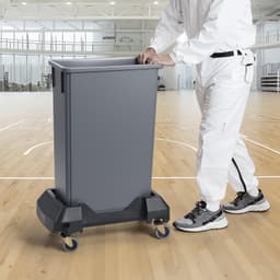 image-VEVOR Trash Can Dolly, Fit 16/23 Gallon Containers, Slim Trash Can Roller Base with 4 Lockable Wheels, 200lbs Weight Capacity, Heavy Duty Barrel Dolly, Smooth & Quiet Rolling Plastic Bin Dolly