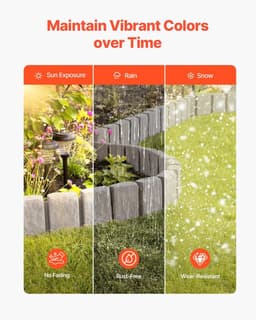 image-VEVOR Faux Stone Landscape Edging, 47.2 x 9 in Realistic Lawn Edging, Flexible Brick-Sized Garden Edging Border with Anchoring Spikes, Fade-Resistant Yard Edging for Driveways Walkway Beige