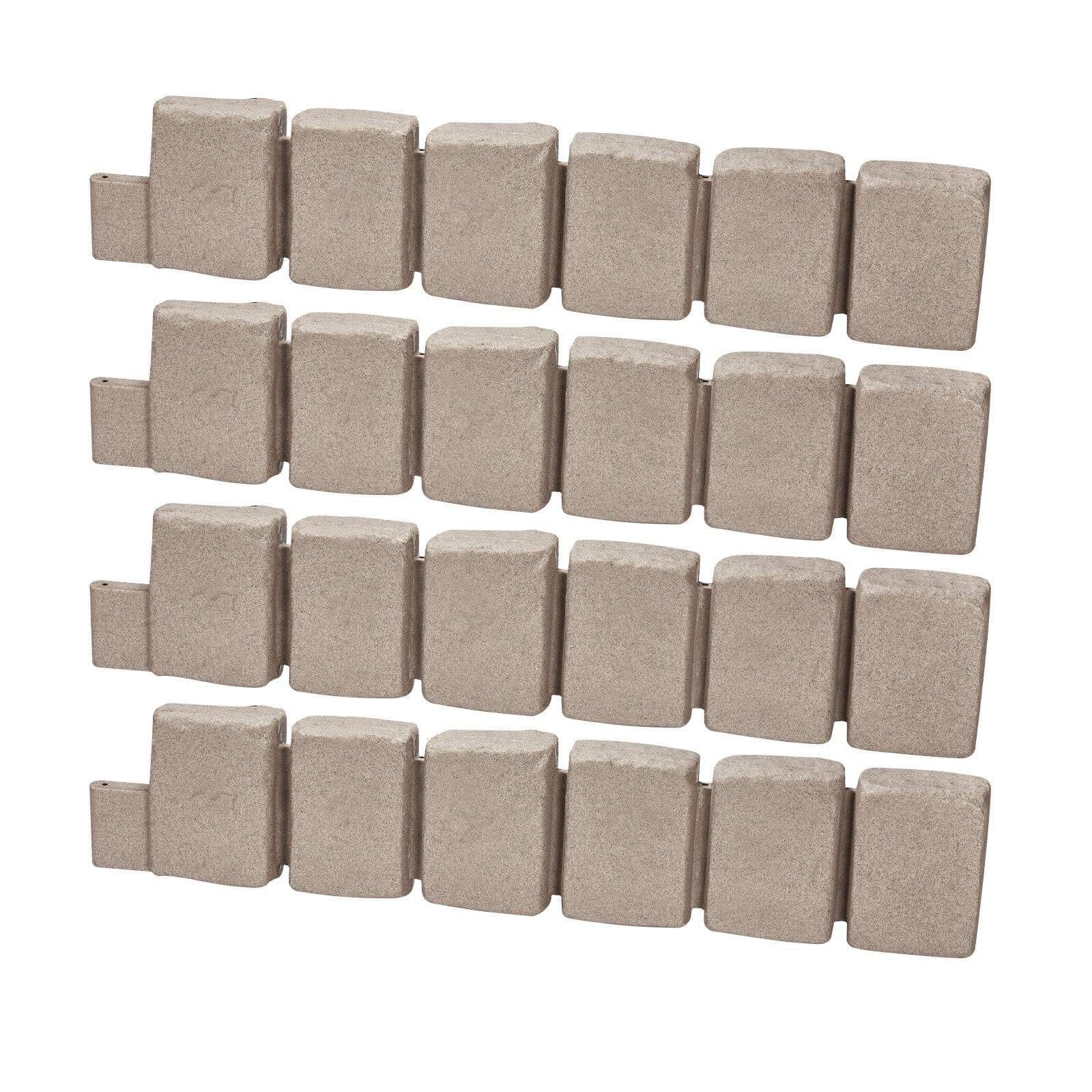 image-VEVOR Faux Stone Landscape Edging, 47.2 x 9 in Realistic Lawn Edging, Flexible Brick-Sized Garden Edging Border with Anchoring Spikes, Fade-Resistant Yard Edging for Driveways Walkway Beige