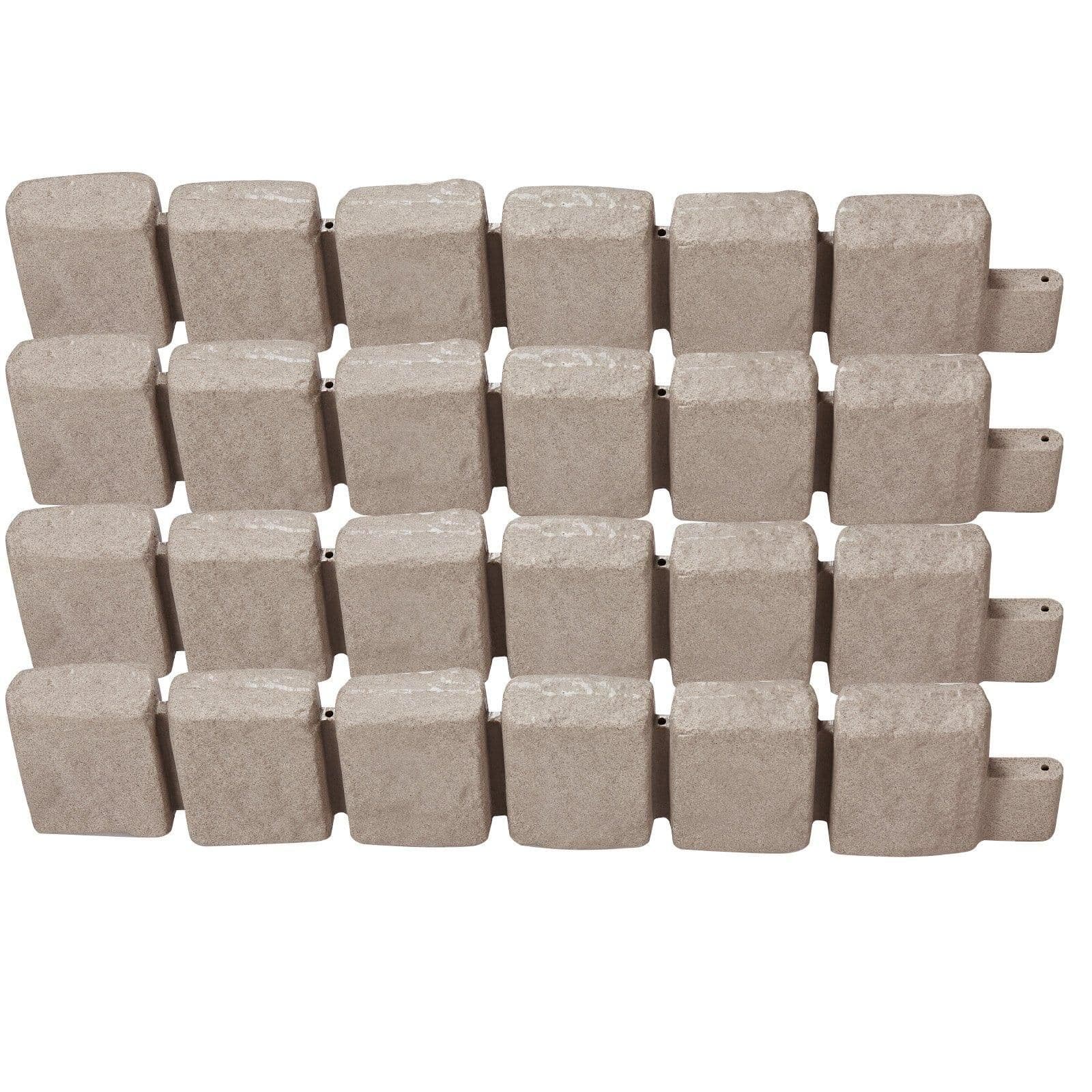 image-VEVOR Faux Stone Landscape Edging, 47.2 x 9 in Realistic Lawn Edging, Flexible Brick-Sized Garden Edging Border with Anchoring Spikes, Fade-Resistant Yard Edging for Driveways Walkway Beige