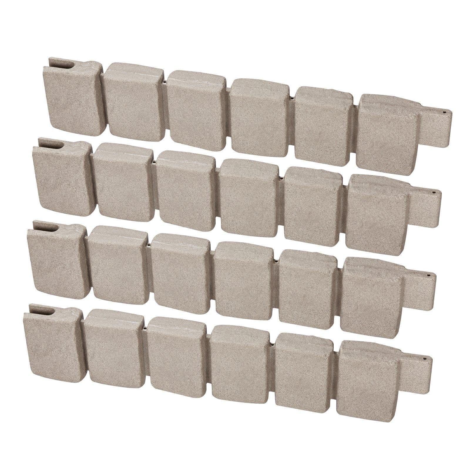 image-VEVOR Faux Stone Landscape Edging, 47.2 x 9 in Realistic Lawn Edging, Flexible Brick-Sized Garden Edging Border with Anchoring Spikes, Fade-Resistant Yard Edging for Driveways Walkway Beige