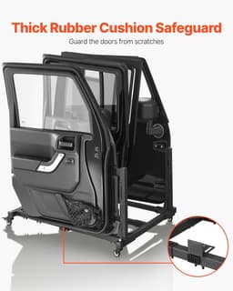 image-VEVOR Jeep Door Storage Cart, 4 Doors Moveable Storage Cart Rack with Thickened Rubber Cushion, Sturdy Car Door Holder Cart Fit for Jeep Wrangler JK JKU JL Gladiator