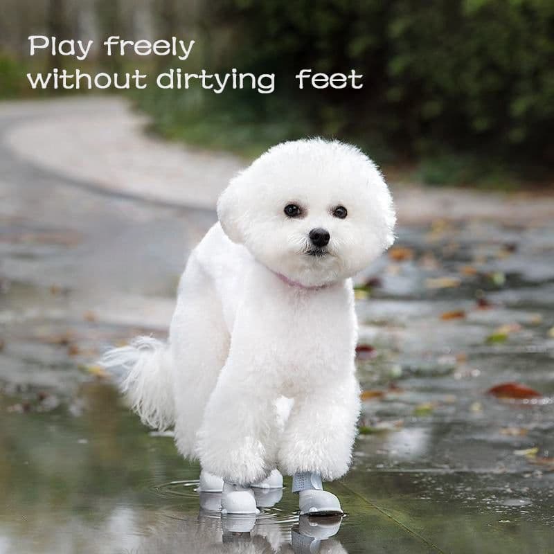 image-Dog Rain Boots 4Pcs Pet Dog Puppy Warm Waterproof Silicone Non-Slip Rain Boots Footwear Shoes Dog Cat Pet Toy Dog Rain Boots Dog Rain Shoes, Cat Rain Boots, Waterproof Foot Cover, Soft Bottom Shoes