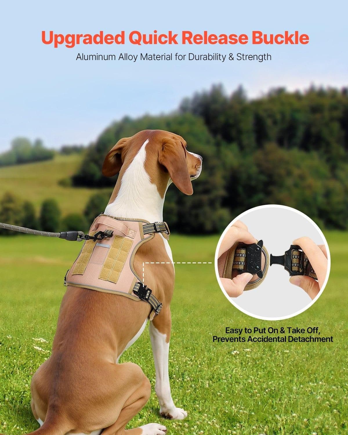 image-VEVOR Dog Harness for Large Dogs, No Pull Tactical Dog Harness Adjustable Pet Vest, with Handle, Metal Rings, Buckles, Reflective Stitching Nylon Oxford Fabric, for Training, Walking, and Hiking