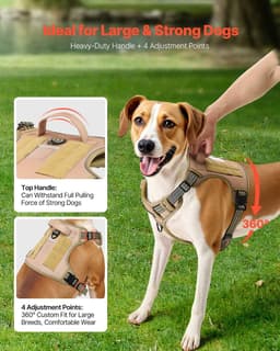 image-VEVOR Dog Harness for Large Dogs, No Pull Tactical Dog Harness Adjustable Pet Vest, with Handle, Metal Rings, Buckles, Reflective Stitching Nylon Oxford Fabric, for Training, Walking, and Hiking