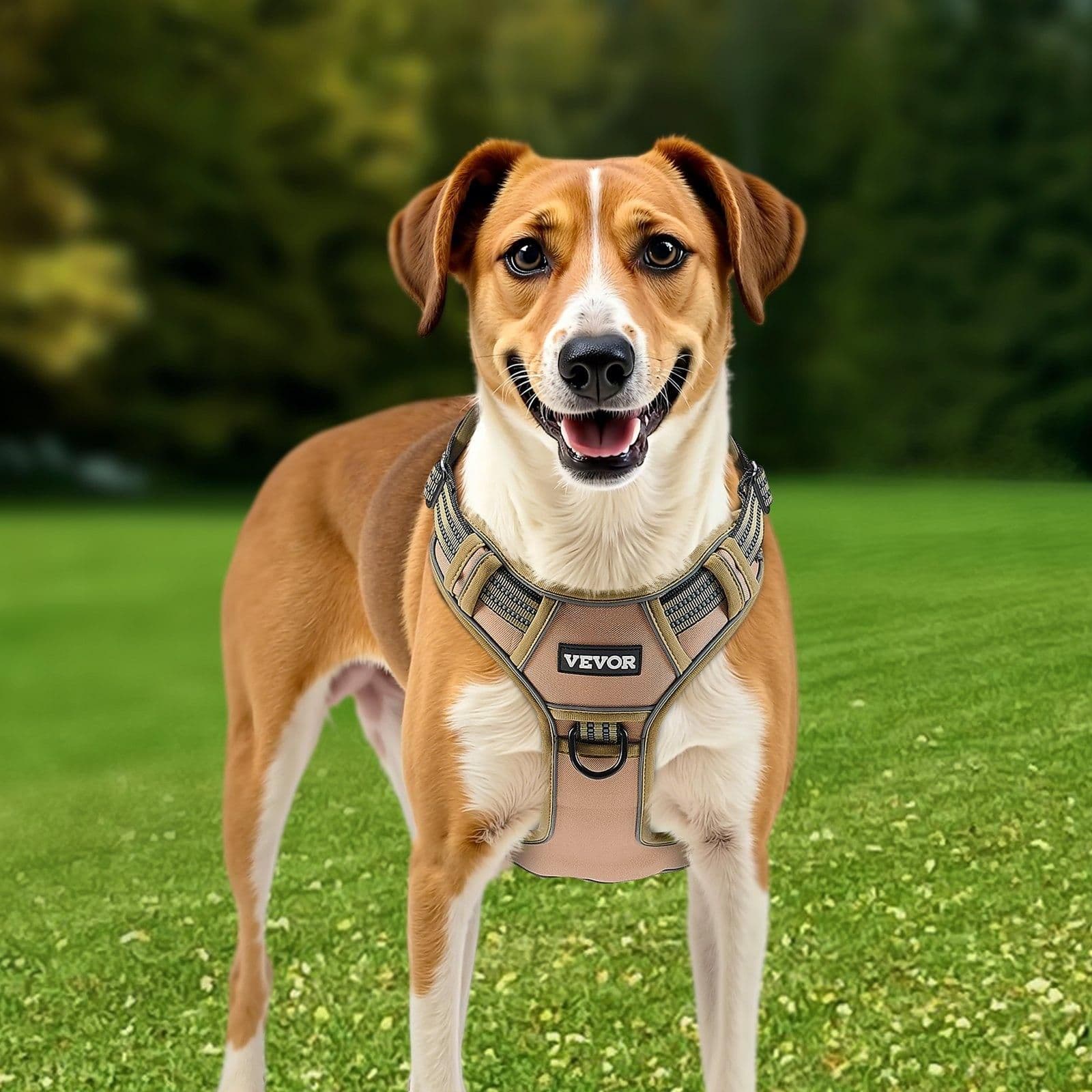 image-VEVOR Dog Harness for Large Dogs, No Pull Tactical Dog Harness Adjustable Pet Vest, with Handle, Metal Rings, Buckles, Reflective Stitching Nylon Oxford Fabric, for Training, Walking, and Hiking