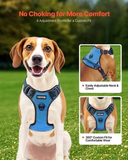 image-VEVOR Dog Harness for Large Dogs, No Pull Adjustable Dog Vest Pet Harness, with 5ft Leash, Handle, Metal Rings, Buckles, Reflective Stitching 600D Oxford Fabric, for Training, Walking, and Hiking