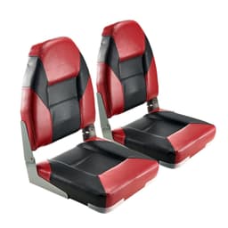 image-VEVOR Boat Seat, High Backrest, Folding Fishing Boat Seat with Thickened Sponge Cushion & Waterproof PVC Leather, Aluminum Alloy Hinges, Flip Up Boat Seat for Boats, Yachts, Ships, Black & Red