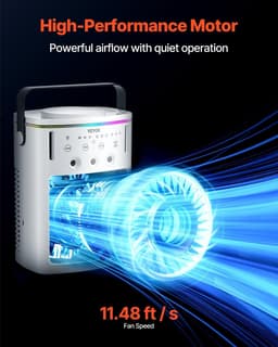 image-VEVOR Portable Air Conditioner, 4-in-1 Evaporative Air Cooler with Remote Control, 3-Speed Mini Air Conditioner with Timer, 3 Mist Levels, 1L Water Tank, 120° Oscillating Mini AC Fan for Desktop Home