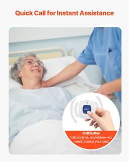 image-VEVOR Early Alert Bed Alarm System, Wireless Bed Sensor Pad with Call Button & Pager, Pre-Alert Safety Bed Alarms and Fall Prevention for Elderly, Dementia Patients, and Adults (10 x 35-inch)