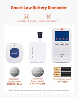 image-VEVOR Early Alert Bed Alarm System, Wireless Bed Sensor Pad with Call Button & Pager, Pre-Alert Safety Bed Alarms and Fall Prevention for Elderly, Dementia Patients, and Adults (10 x 35-inch)