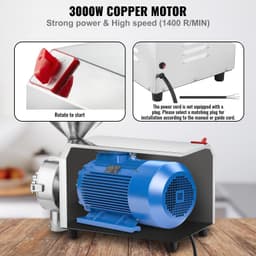 image-VEVOR Soybean Grinder Commercial Grinding Machine for Spices 3000W Corn Mill Grinder 100 KG/H Stainless Steel Corn Grinder Industrial Flour Milling Machine for Pepper Soybean Peanut Corn Grains