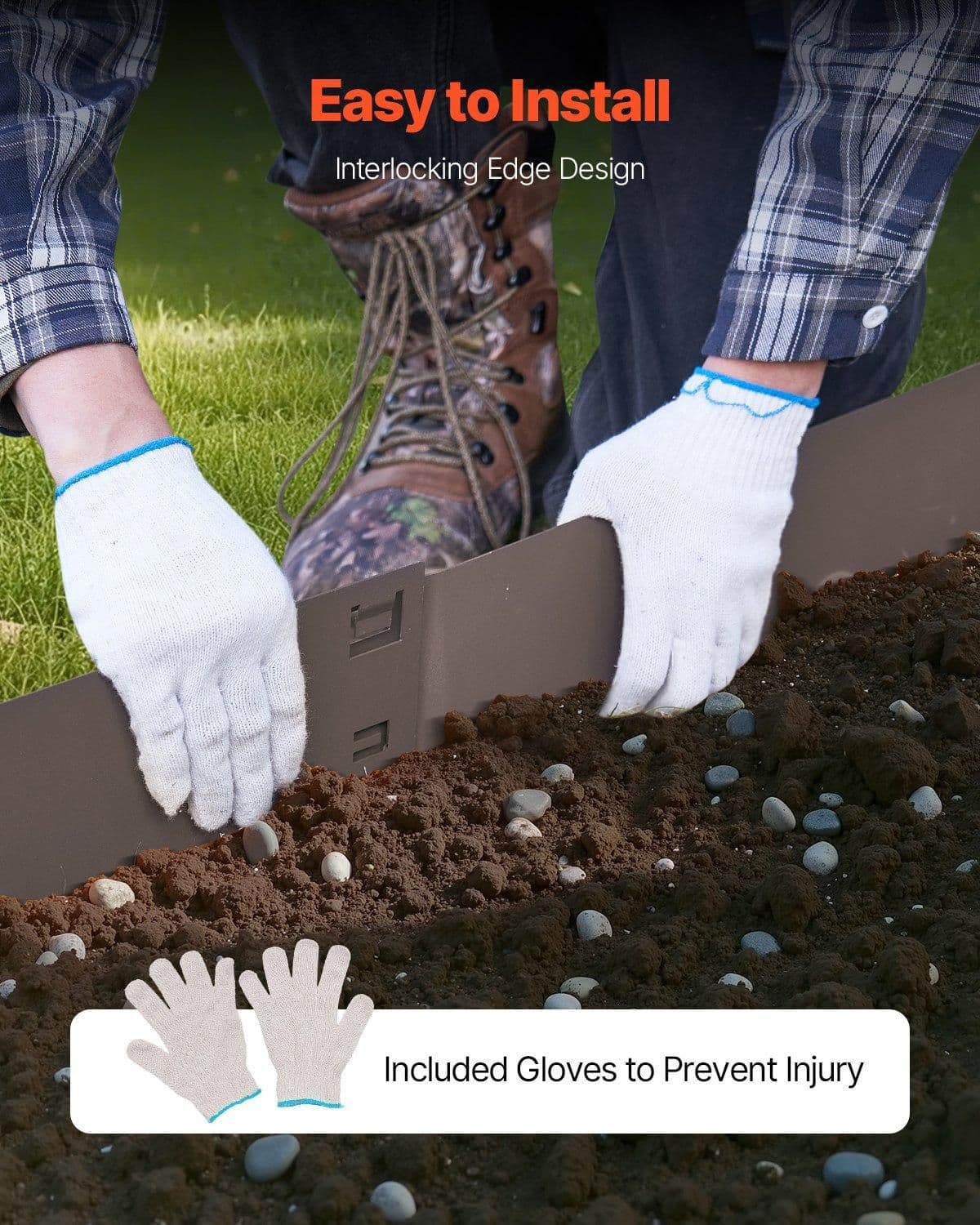 image-VEVOR Steel Landscape Edging, 5 Packs 39 x 5 in Rust-Resistant Metal Landscape Edging, Bendable Garden Edging Border, Heavy Duty Lawn Edging, Easy-to-Install, Flower Bed Yard Pathway Divider Brown