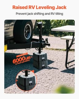 image-VEVOR Trailer Jack Blocks, 6" High Heavy Duty RV Leveling Blocks, Each with 6000 lbs Capacity, as RV Jack Stand, Stool, Camper Accessories, for Travel Trailers, 5th Wheels Class A/C Motorhomes, 2 Pcs