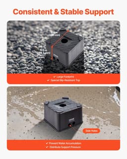 image-VEVOR Trailer Jack Blocks, 6" High Heavy Duty RV Leveling Blocks, Each with 6000 lbs Capacity, as RV Jack Stand, Stool, Camper Accessories, for Travel Trailers, 5th Wheels Class A/C Motorhomes, 2 Pcs