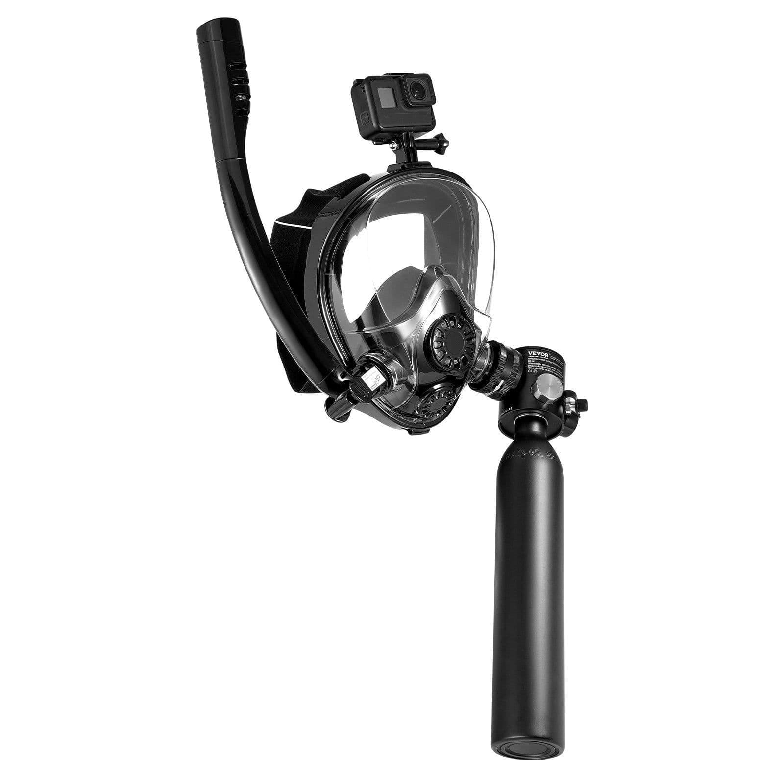 image-VEVOR Scuba Tank, 0.5L Portable Diving Tank, Diving Oxygen Cylinder Support 5-10 Minutes Underwater Breathing, 32.81 ft Diving Depth, Refillable Snorkel Air Tank with Pump for Underwater Exploration