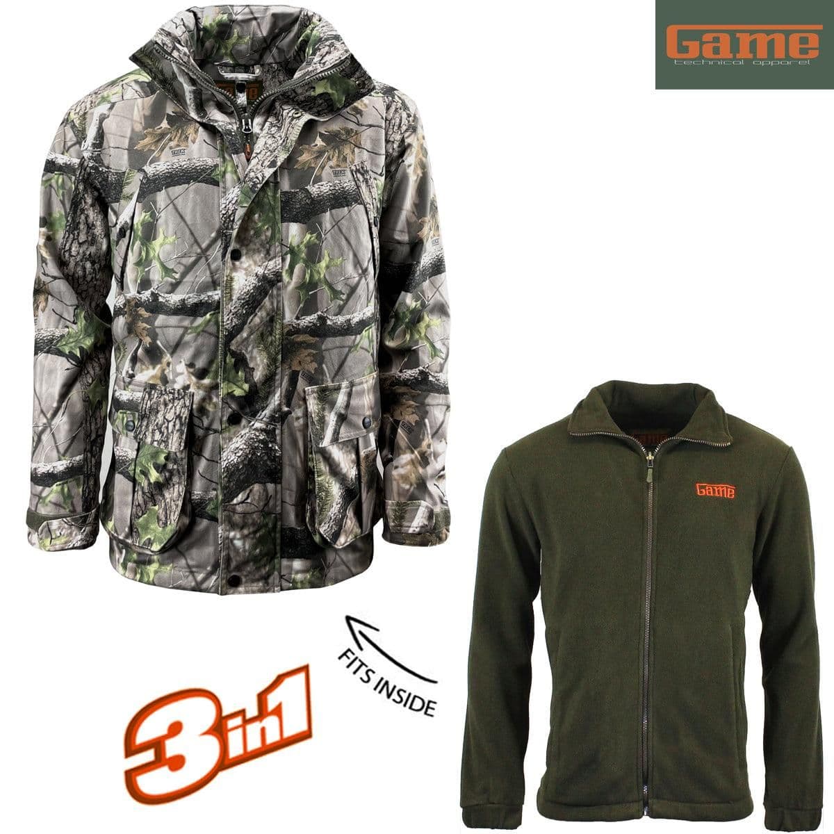 image-Mens Game EN306 Stealth Shell & Fleece 3in1 Hunting Jacket