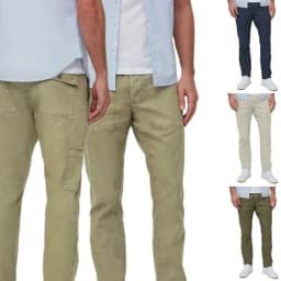image-Mens Straight Fit Linen Blend Trousers