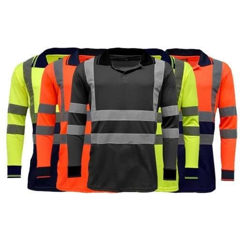 image-HV005 Hi Vis Long Sleeve Polo Shirt