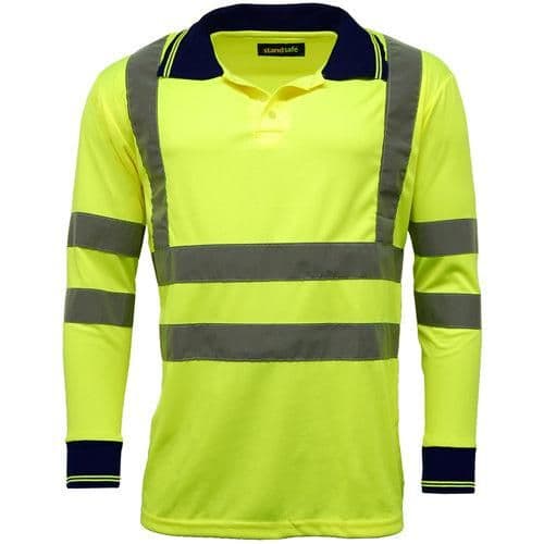 image-HV005 Hi Vis Long Sleeve Polo Shirt